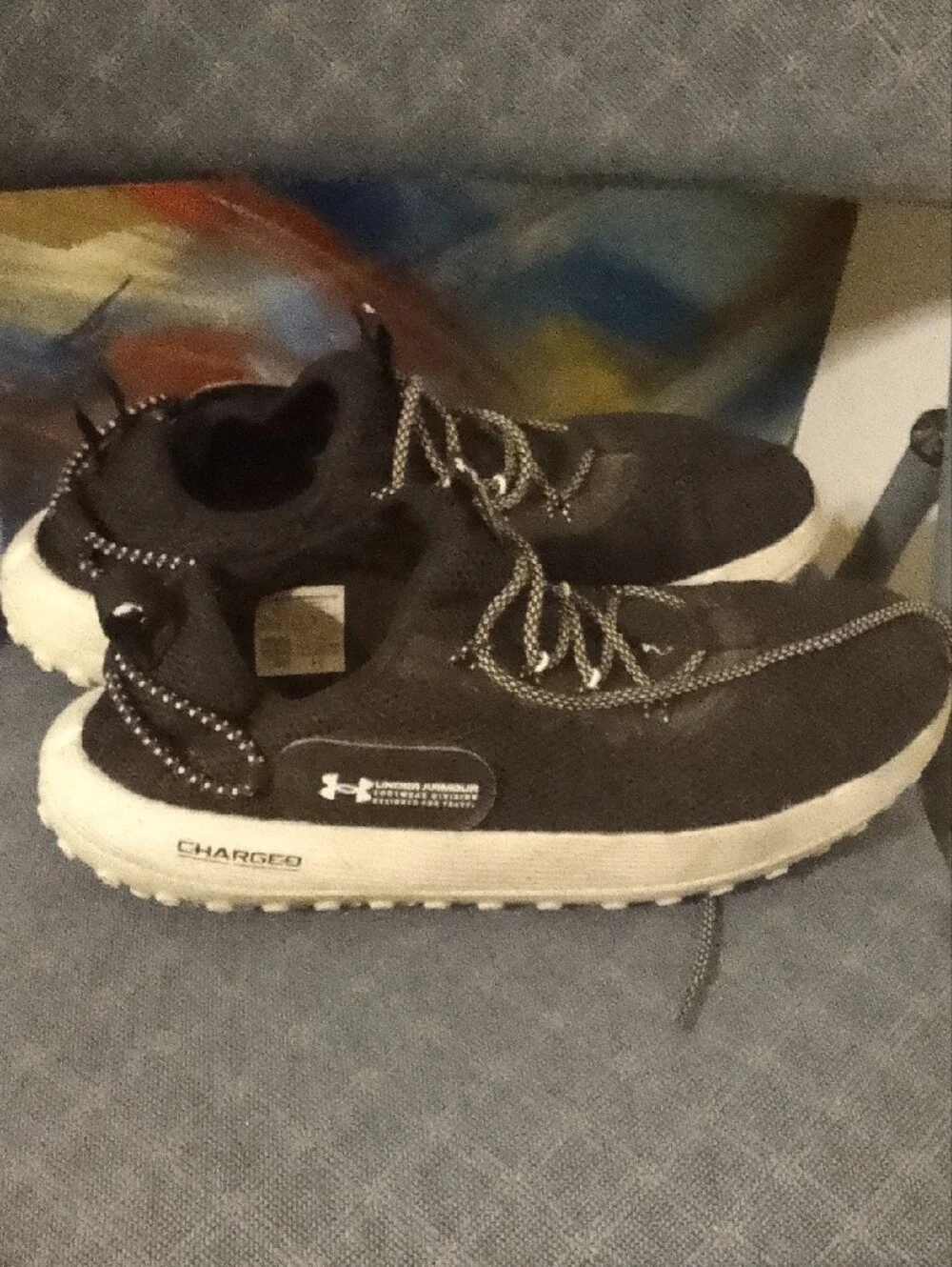 Under Armour Black and White Knit Slip-On Trainers